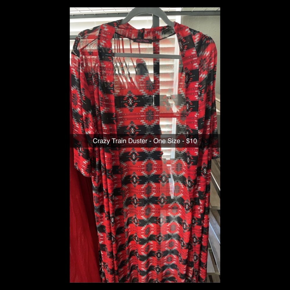 Crazy Train Duster - Red Aztec - One Size